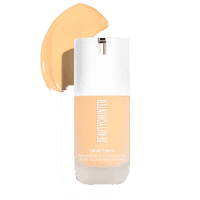 Bottle and smear of Beautycounter Skin Twin Featherweight Foundation in fair color.