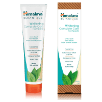 Tube of Himalaya Botanique whitening complete care toothpaste next to its box.