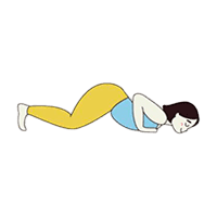 Illustration of a woman doing chaturanga yoga pose.