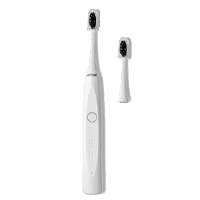 Boka Brush 2.0 toothbrush in white next to an extra head.